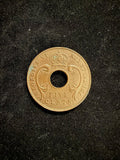 1941 East Africa Five Cents Copper Coin with Hole