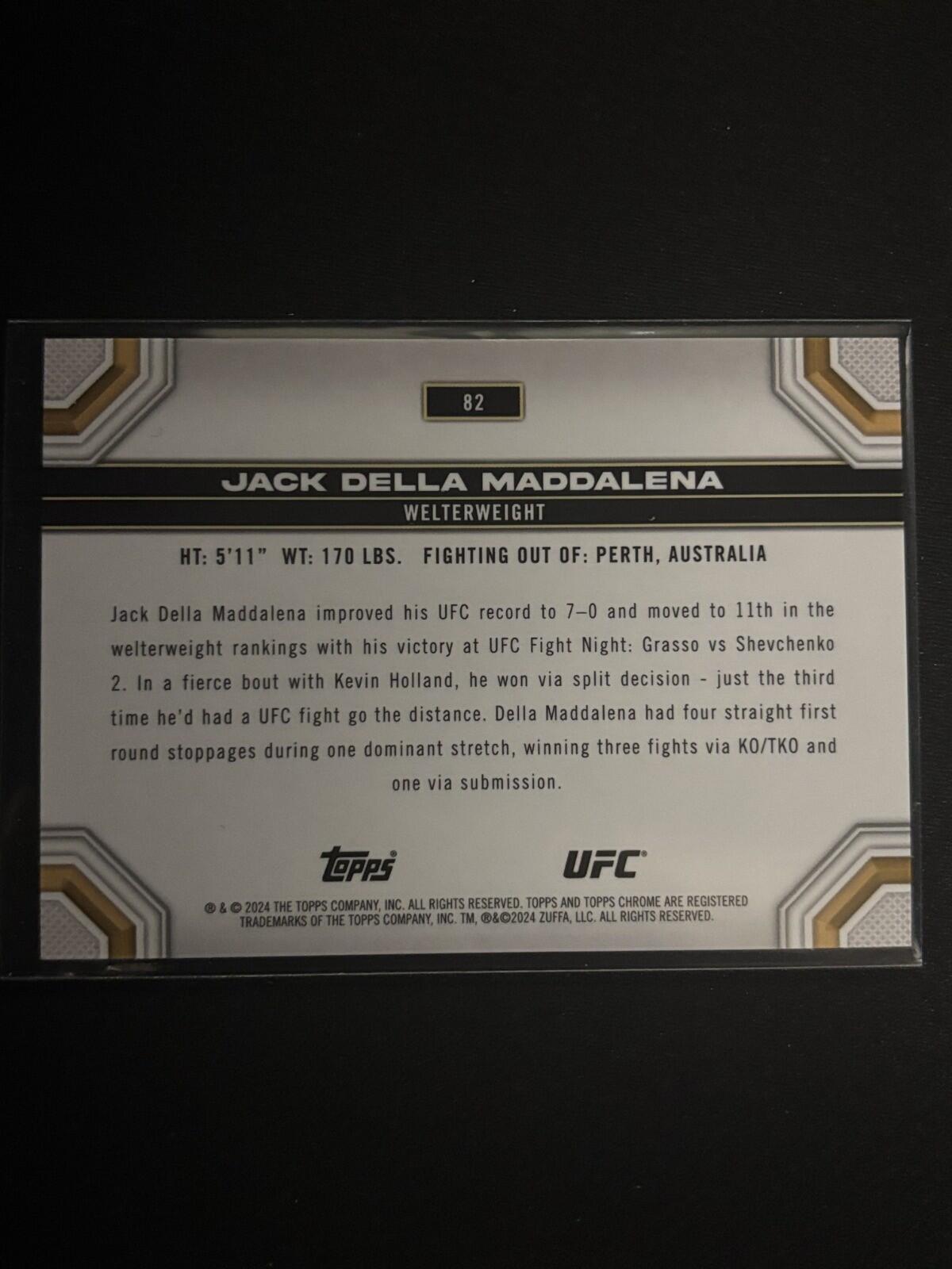 Jack Della Maddalena Speckle Topps Chrome UFC - Speckle 82 NM - 154/299