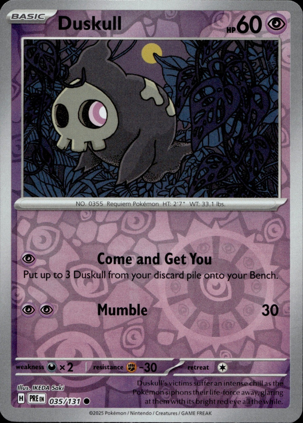 Duskull Reverse Holo Common SV: Prismatic Evolutions 035/131 NM