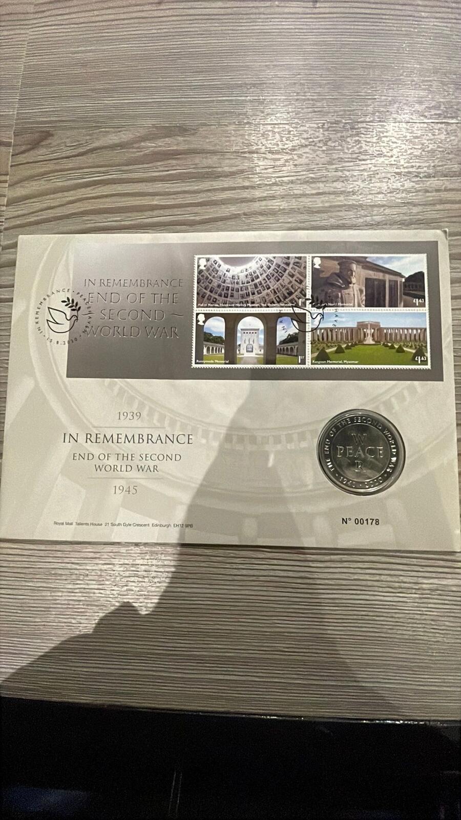 Royal Mint End of the Second World War Commemorative Silver Coin and Stamp Set