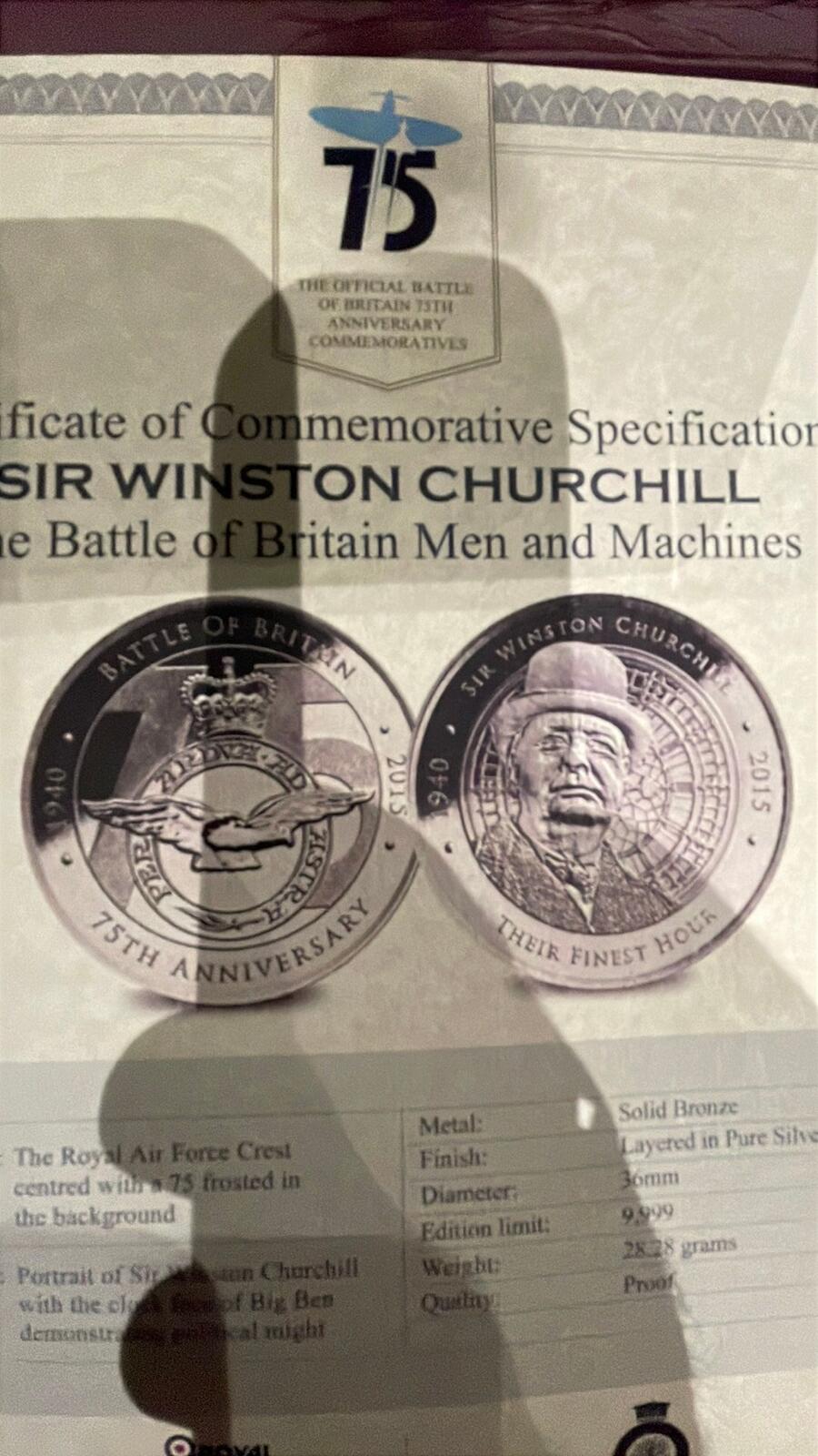 2015 Sir Winston Churchill Battle of Britain Commemorative Bronze Proof Coin