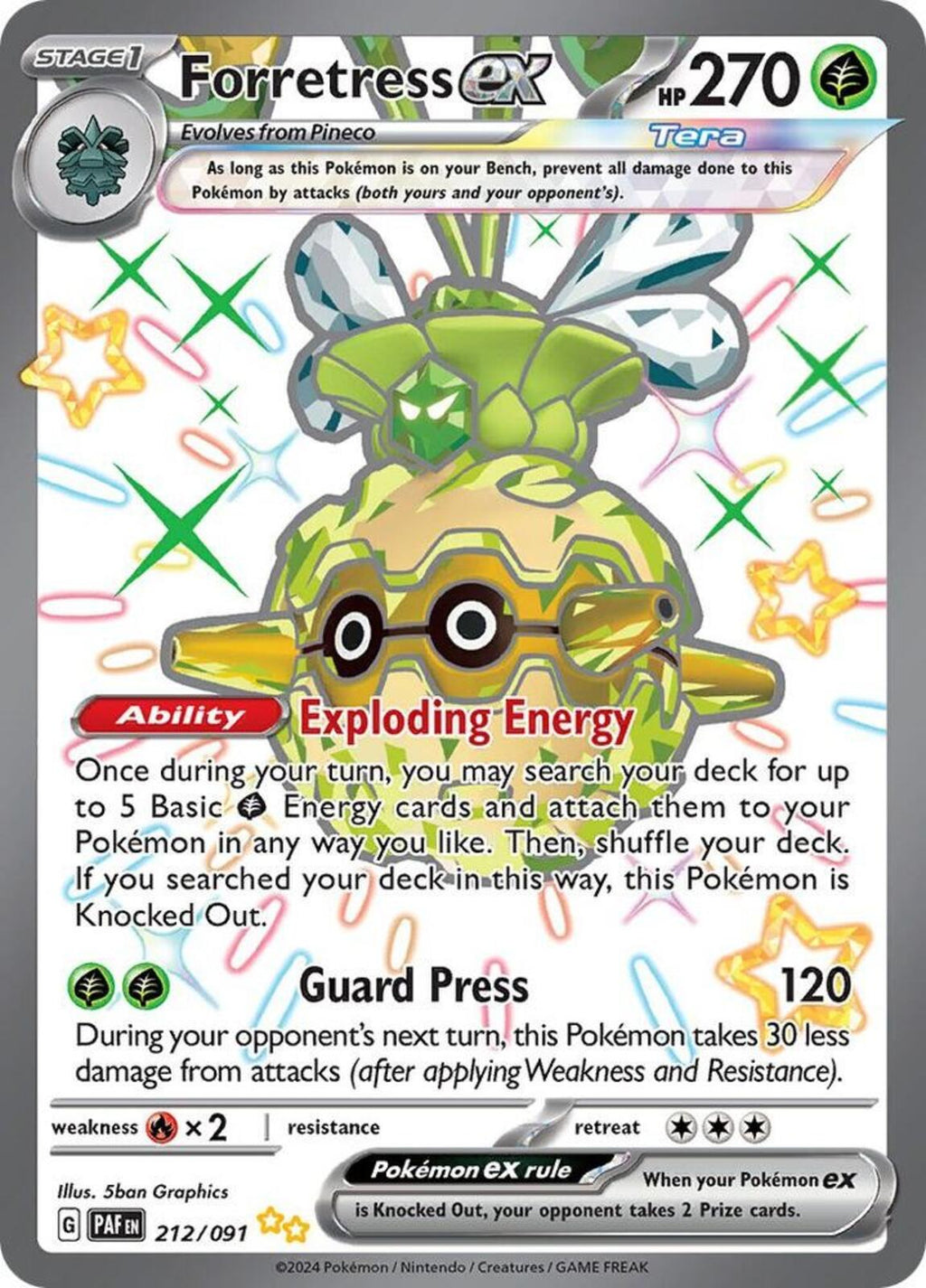 Forretress ex Holo Shiny Ultra Rare SV: Paldean Fates 212/091 NM