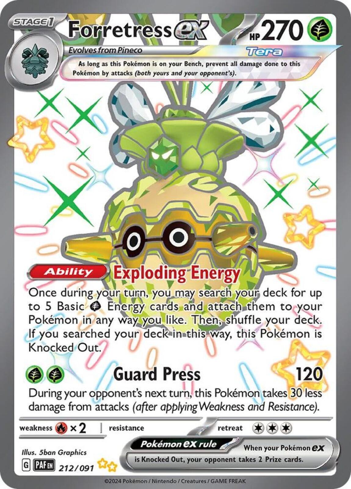 Forretress ex Holo Shiny Ultra Rare SV: Paldean Fates 212/091 NM