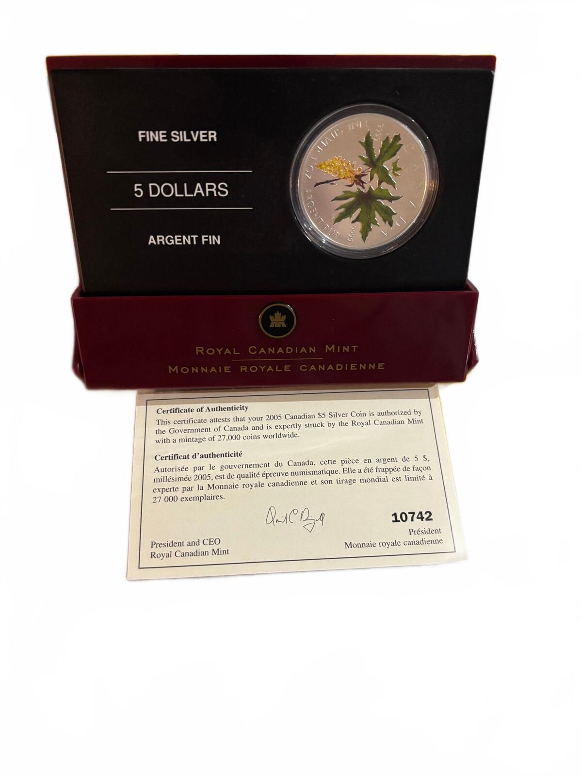 Royal Canadian Mint 2005 $5 Silver Proof Coin