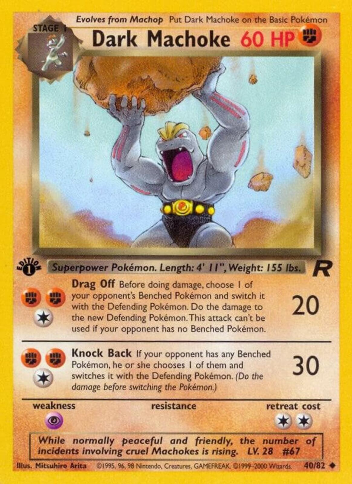 Dark Machoke Unlimited Uncommon Team Rocket 40/82 NM