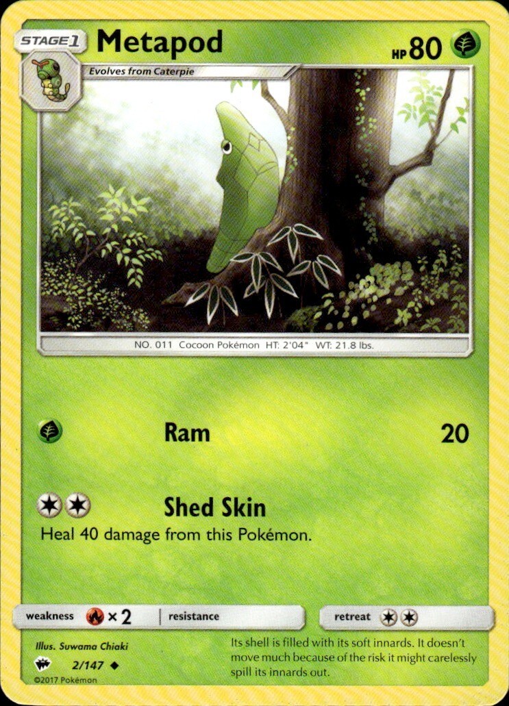 Metapod Uncommon SM - Burning Shadows 2/147 NM