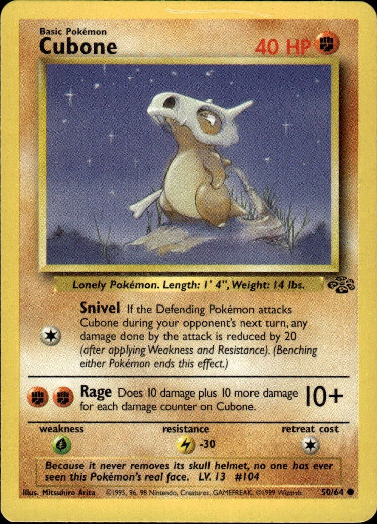 Cubone Unlimited Common Jungle 50/64 NM