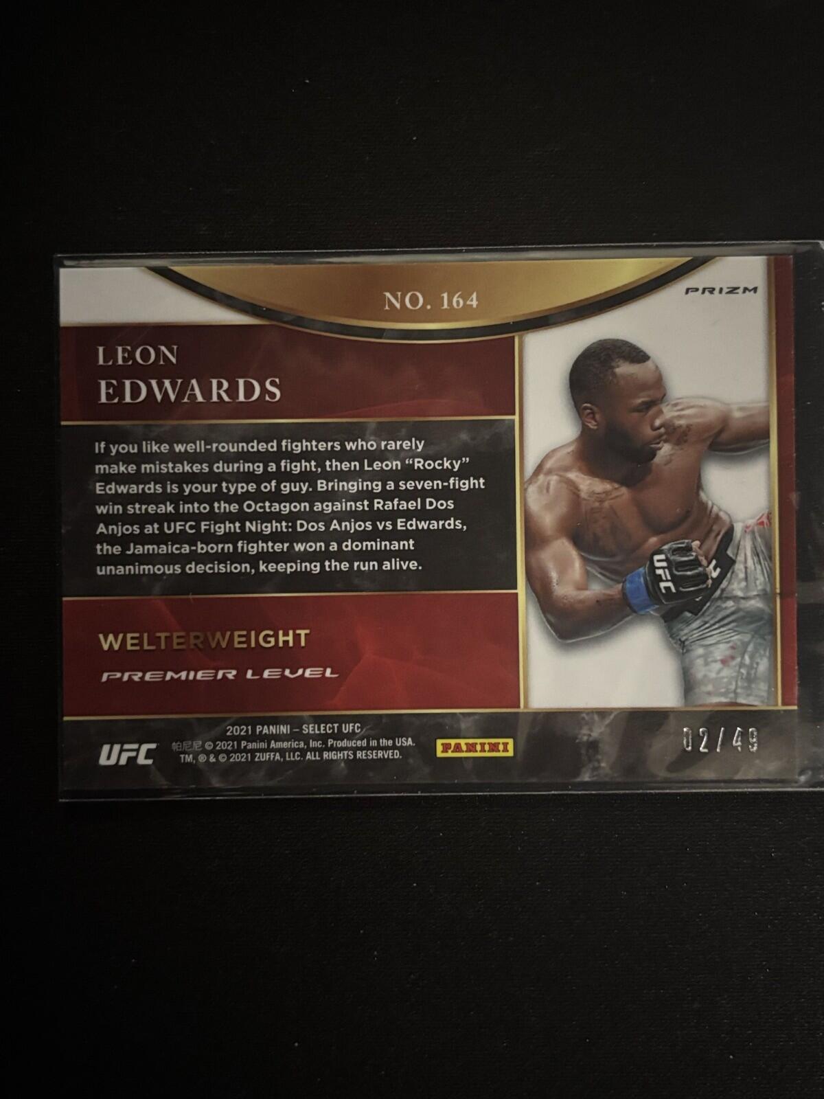Leon Edwards Blue Prizms Panini Select UFC - Blue Prizms 164 NM - 02/49