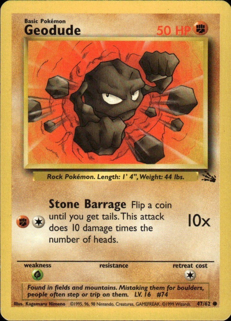 Geodude Unlimited Common Fossil 47/62 NM