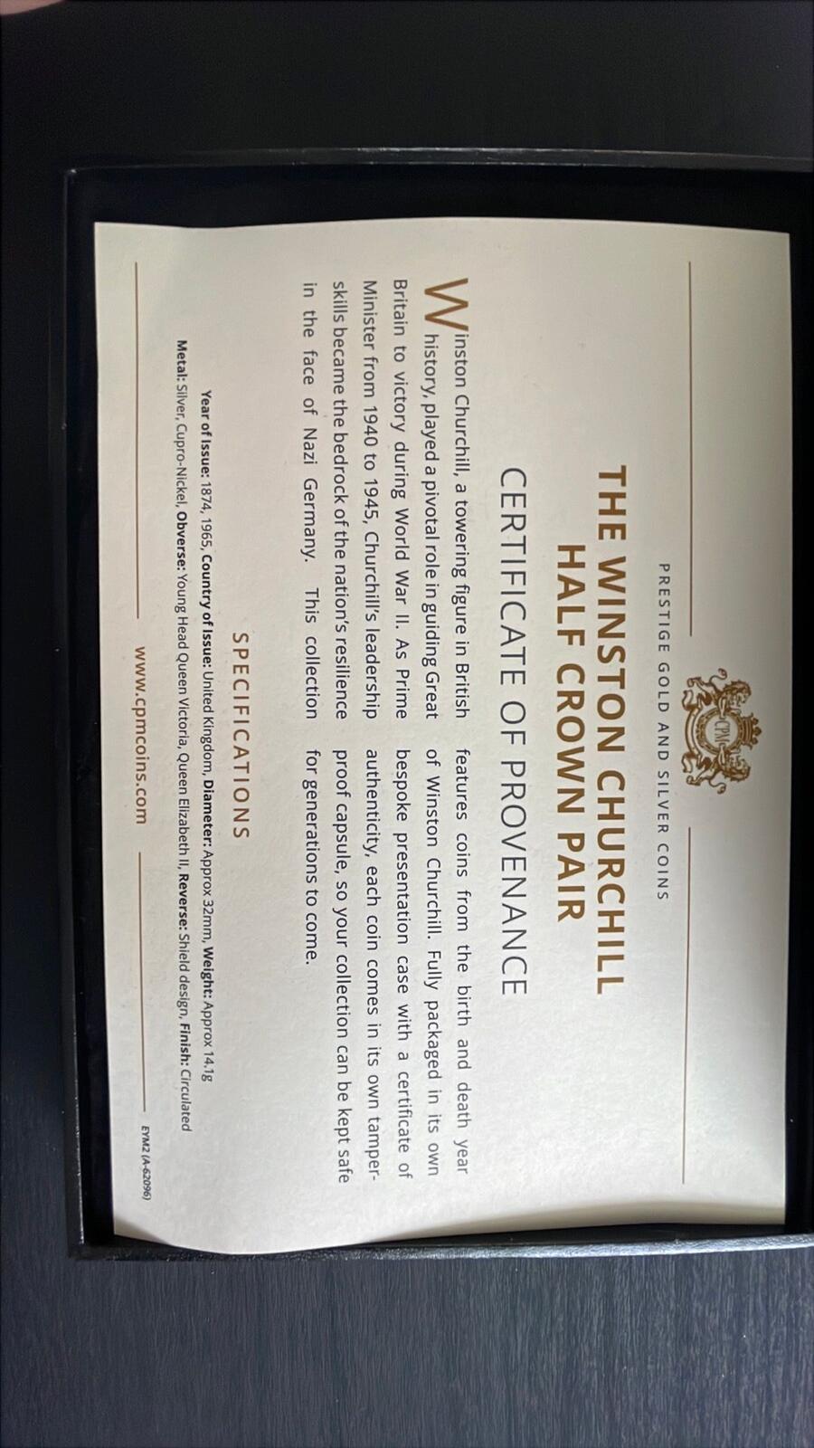 The Winston Churchill Half Crown Pair UK Silver Coins 1874 and 1965