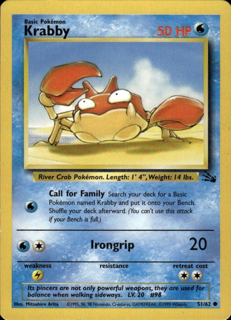 Krabby Unlimited Common Fossil 51/62 NM