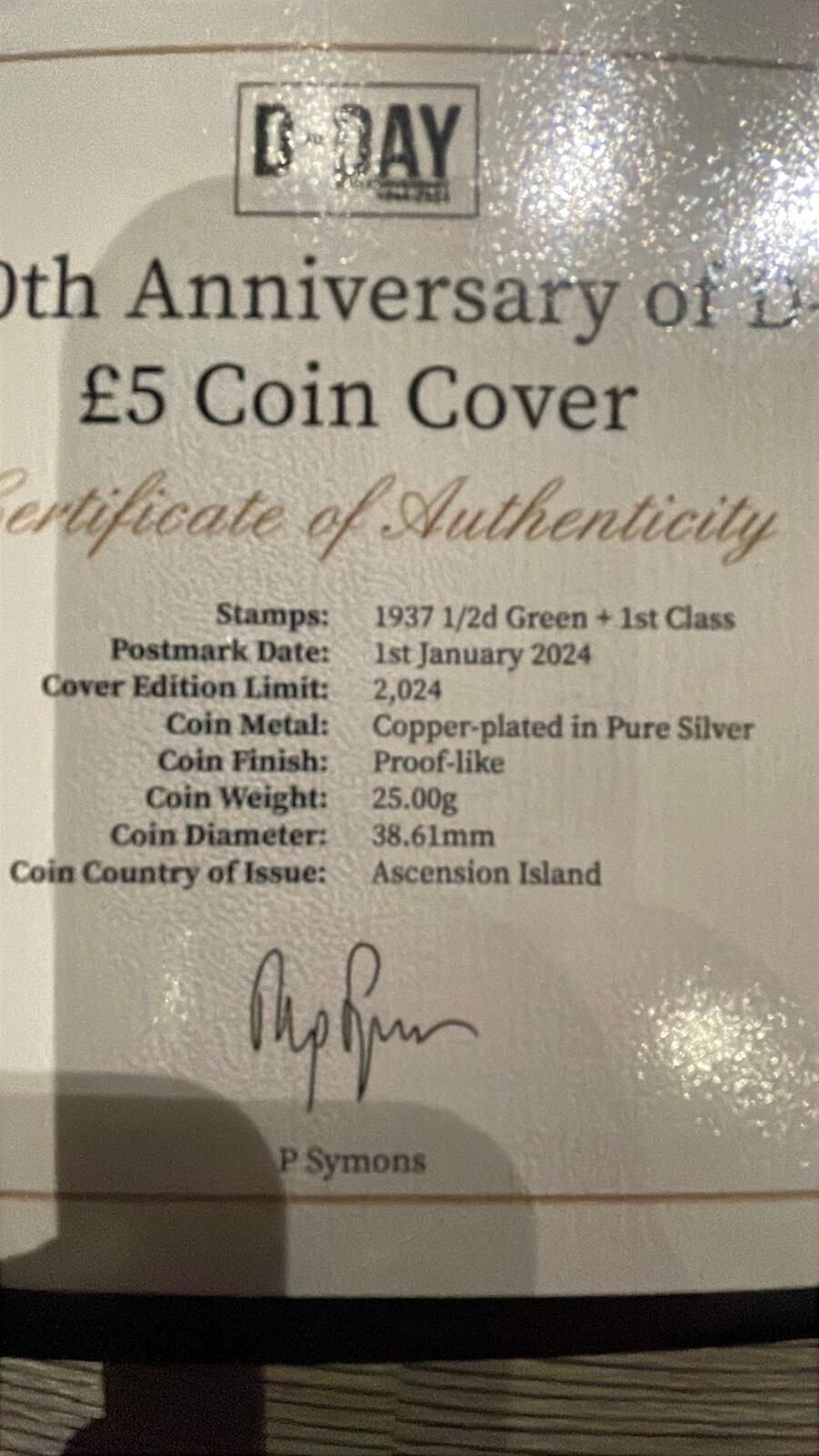 Harrington & Byrne 2024 D-Day 80th Anniversary £5 Coin Cover