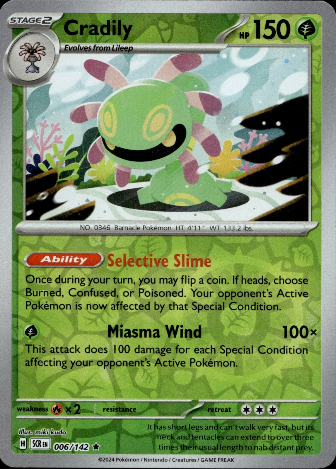 Cradily Holo Rare SV07: Stellar Crown 006/142 NM