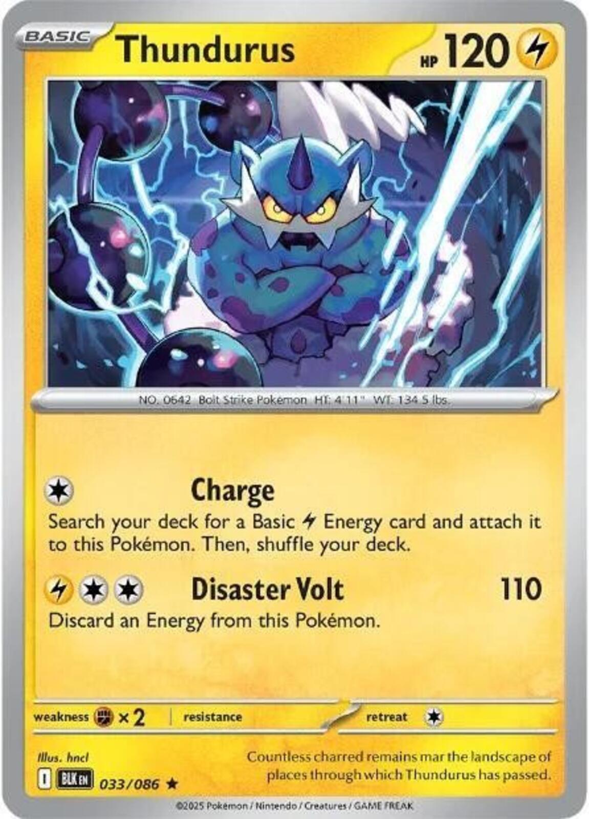 Thundurus Holo Rare SV: Black Bolt 033/086 NM