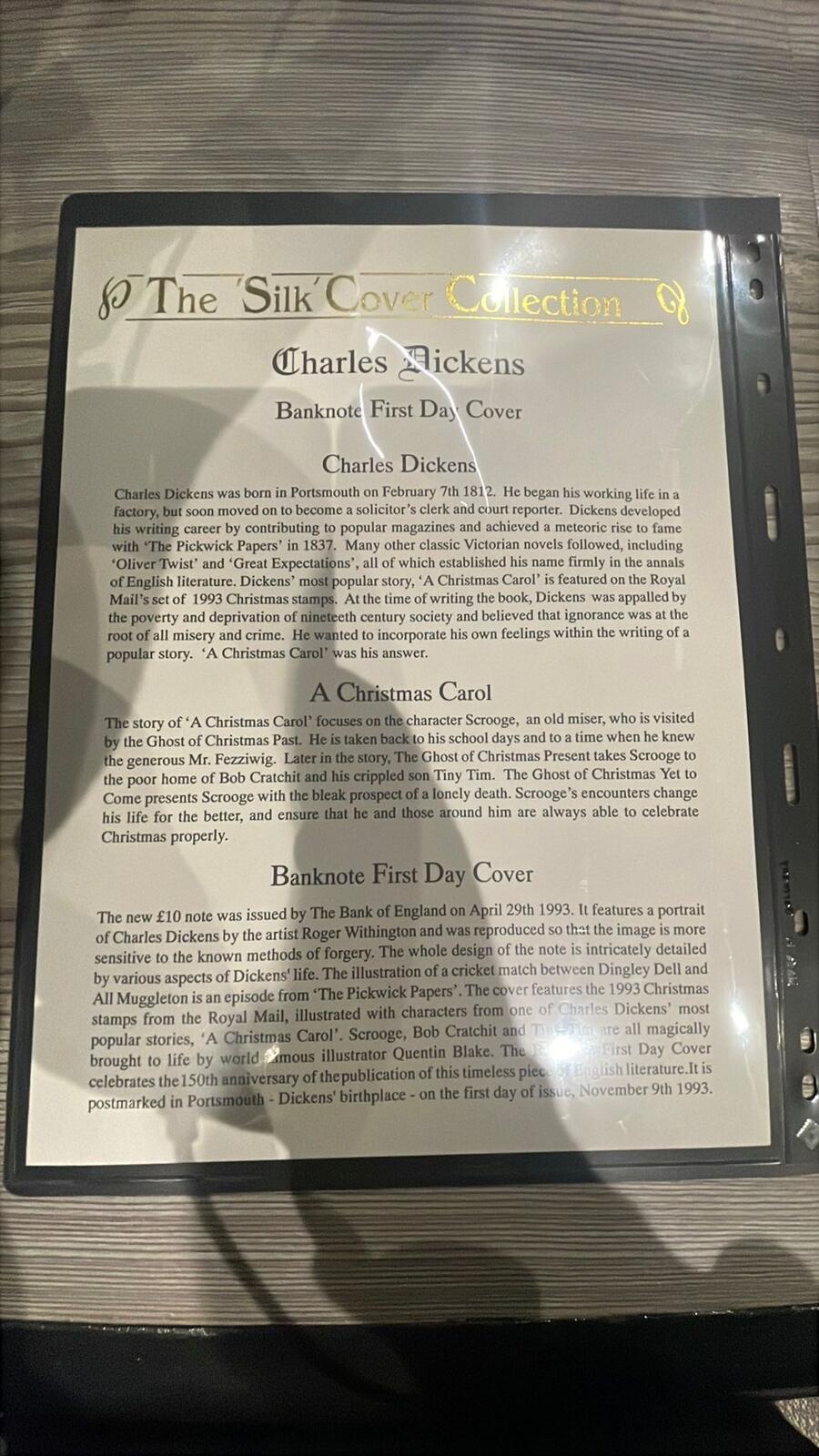 Charles Dickens Limited Edition Banknote First Day Cover & Christmas Stamps