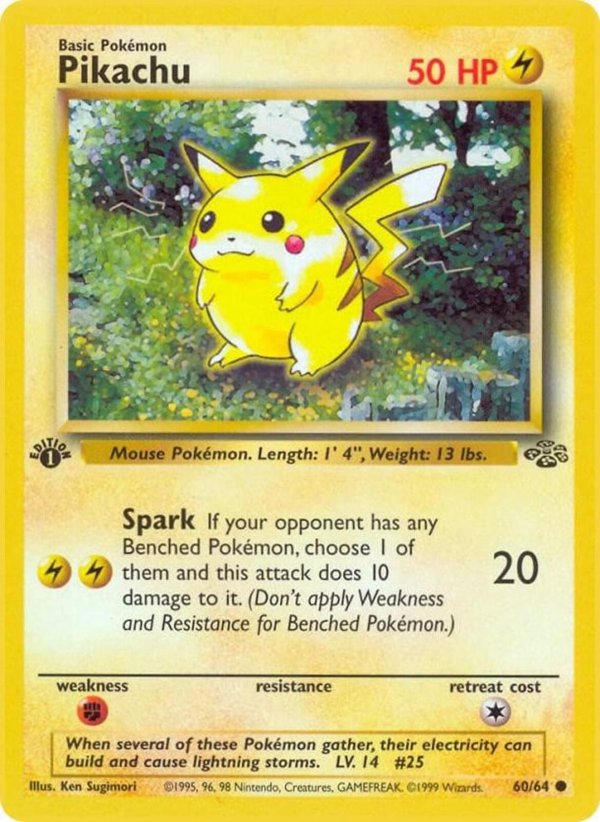 Pikachu Unlimited Common Jungle 60/64- MINT CONDITION