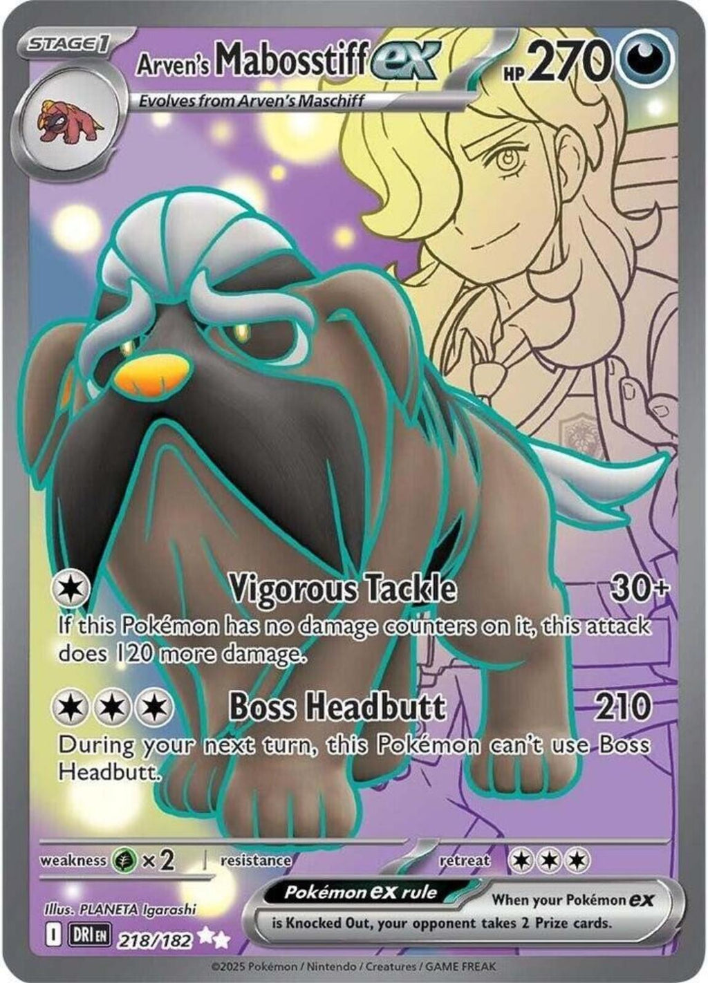 Arven's Mabosstiff ex Holo Ultra Rare SV10: Destined Rivals 218/182 NM