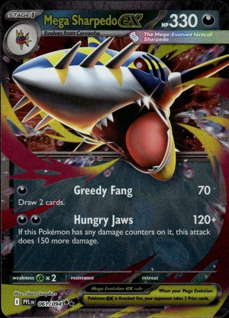 Mega Sharpedo ex - Holo Double Rare ME02: Phantasmal Flames 061/094 NM