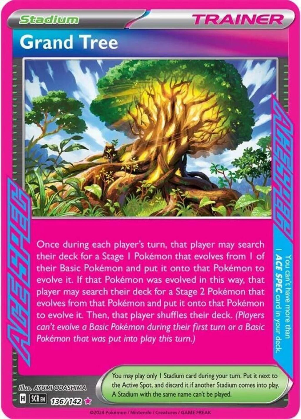 Grand Tree Holo ACE SPEC Rare SV07: Stellar Crown 136/142 NM