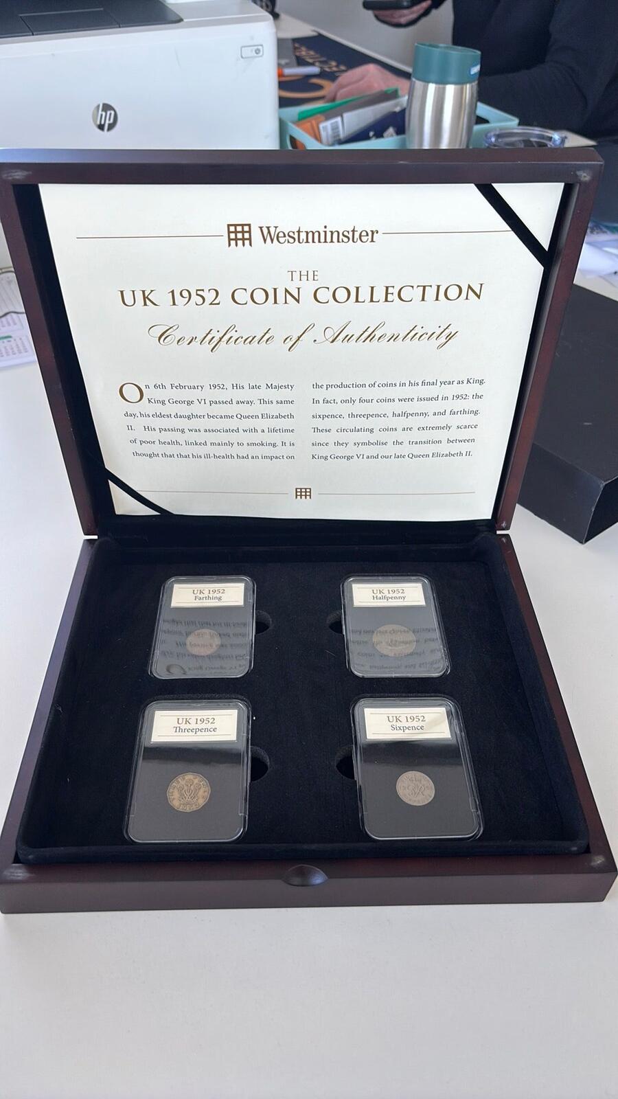Westminster UK 1952 Coin Collection Certificate of Authenticity
