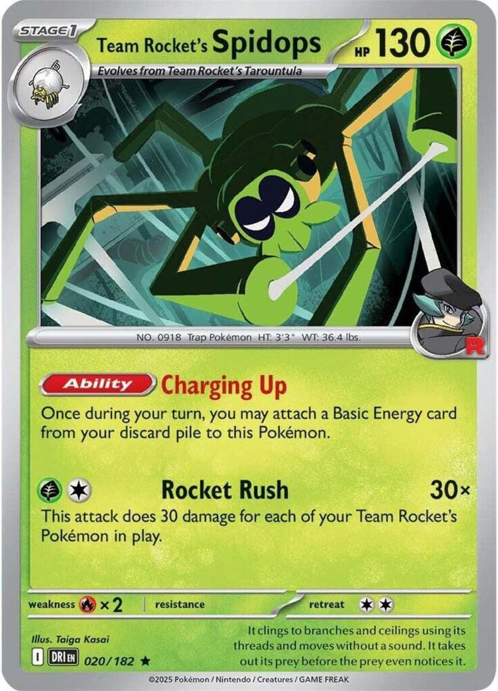 Team Rocket's Spidops Holo Rare SV10: Destined Rivals 020/182 NM