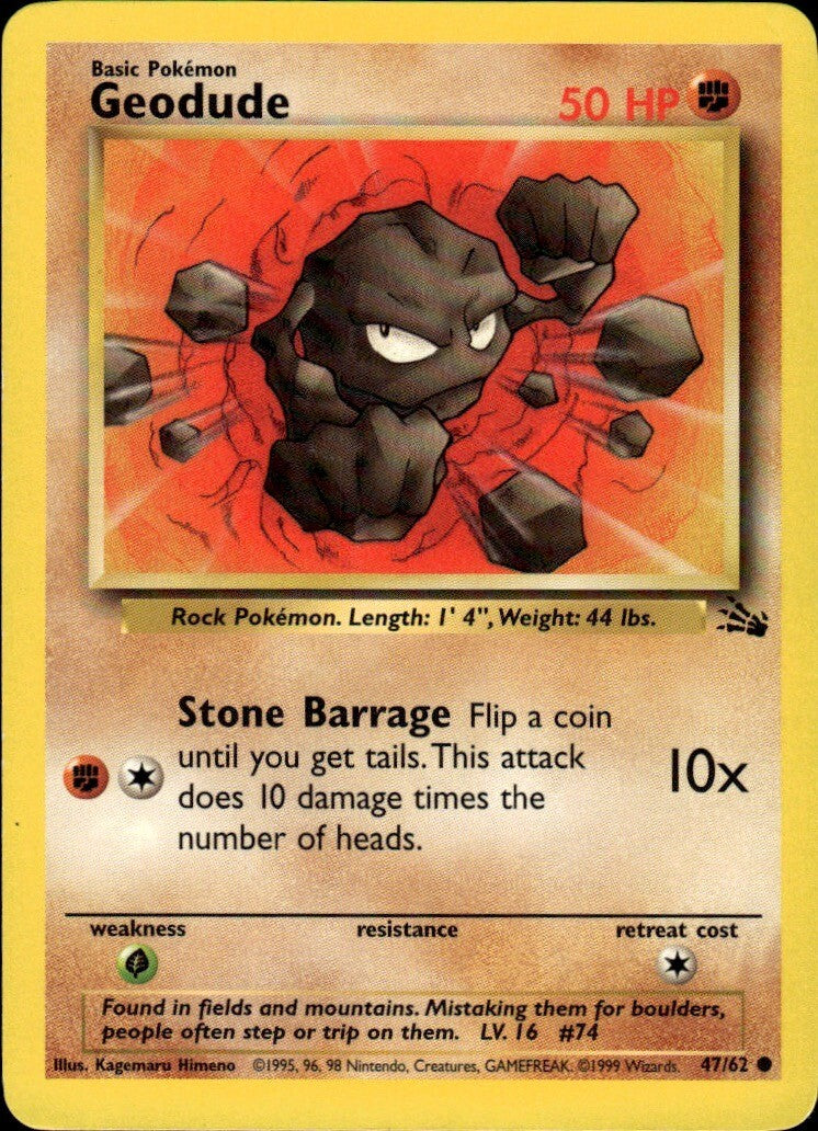 Geodude Unlimited Common Fossil 47/62 NM