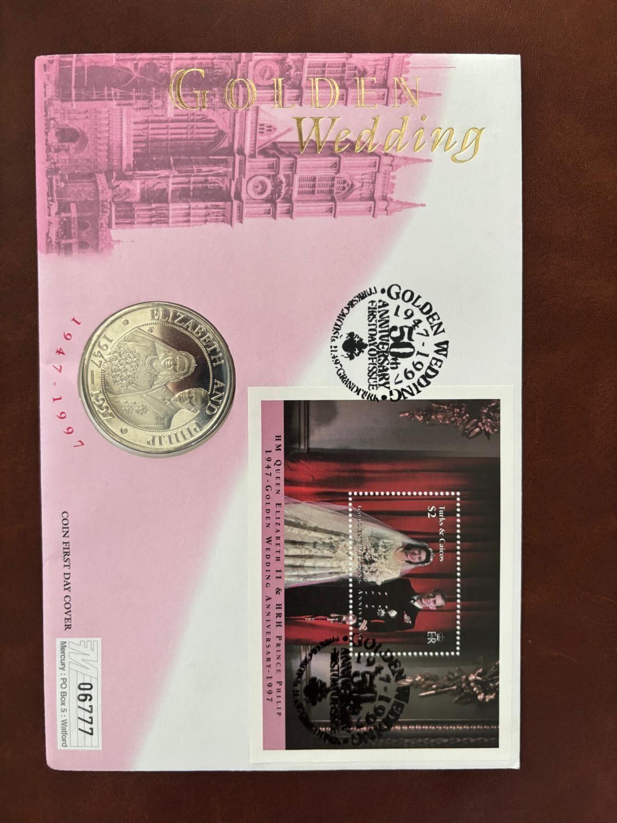 Golden Wedding Commemorative Coin and Stamp Set 1947-1997