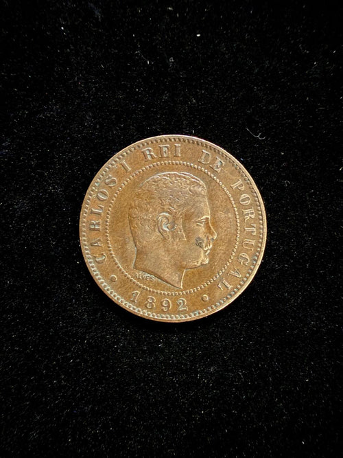 1892 Portuguese 10 Reis Copper Coin