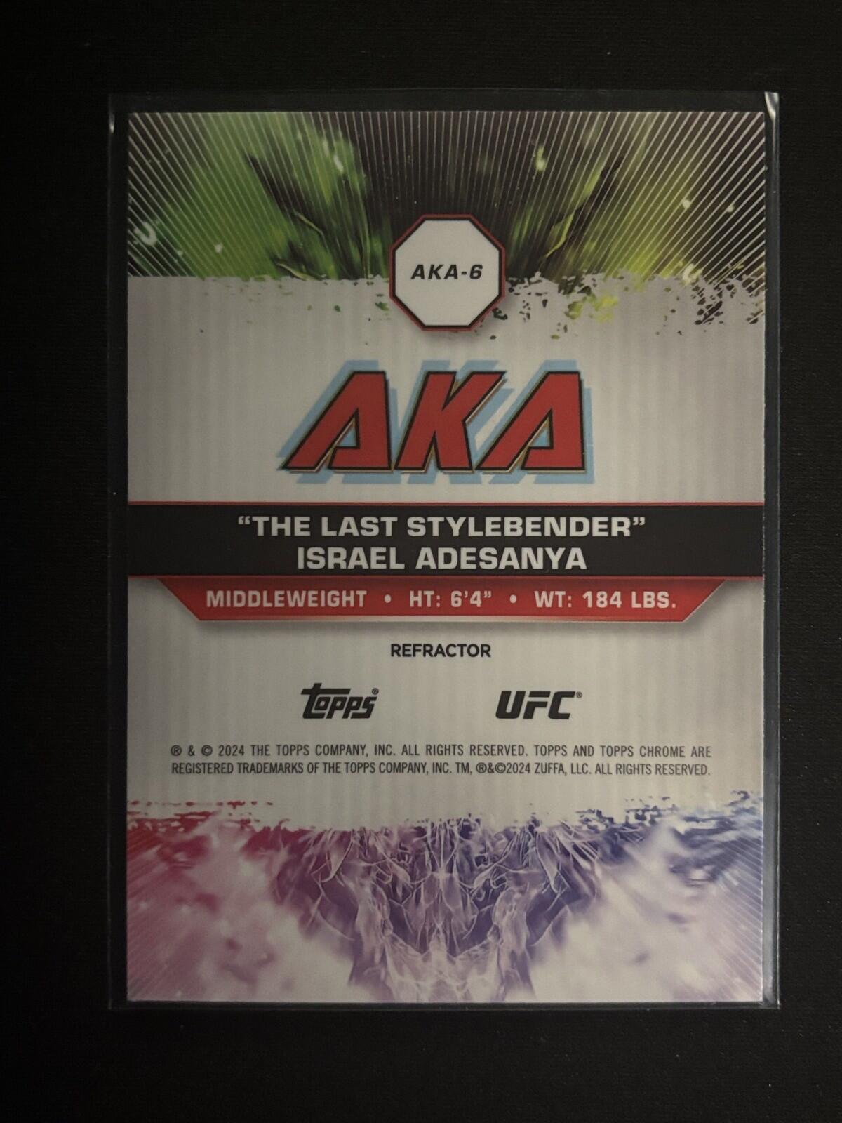 Israel Adesanya AKA Refractor Topps Chrome UFC - AKA Refractor AKA-6 NM