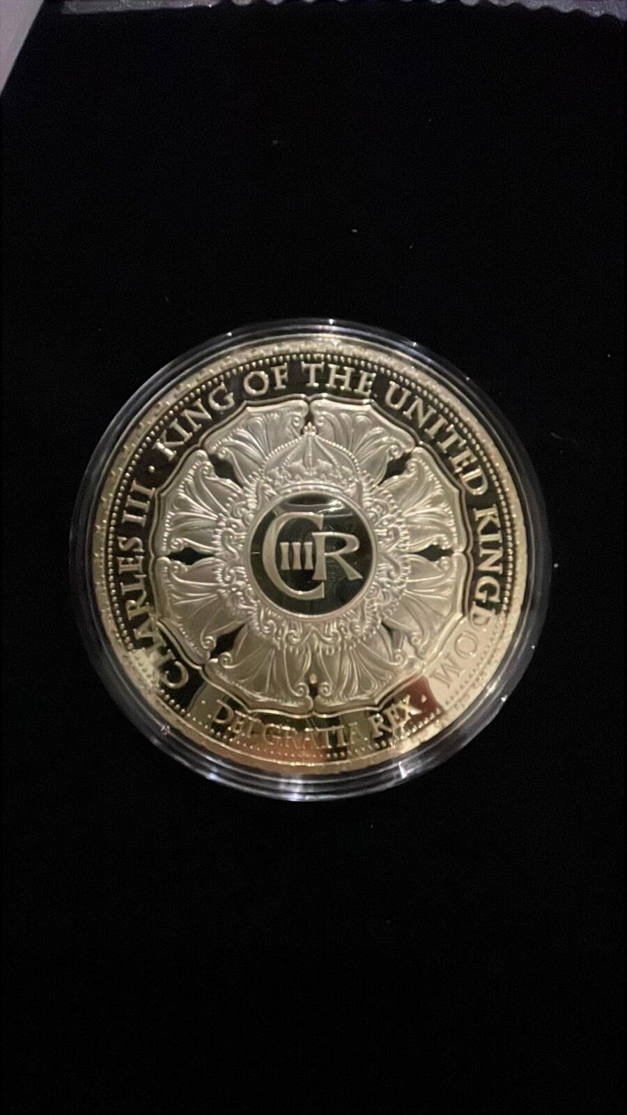 King Charles III 2023 Coronation Proof Coin 110 g Gold-Plated Copper
