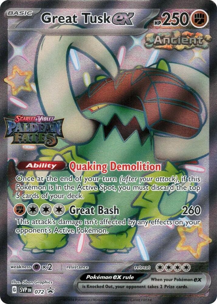 Great Tusk ex - (Paldean Fates Stamped) Holo Promo 072 NM