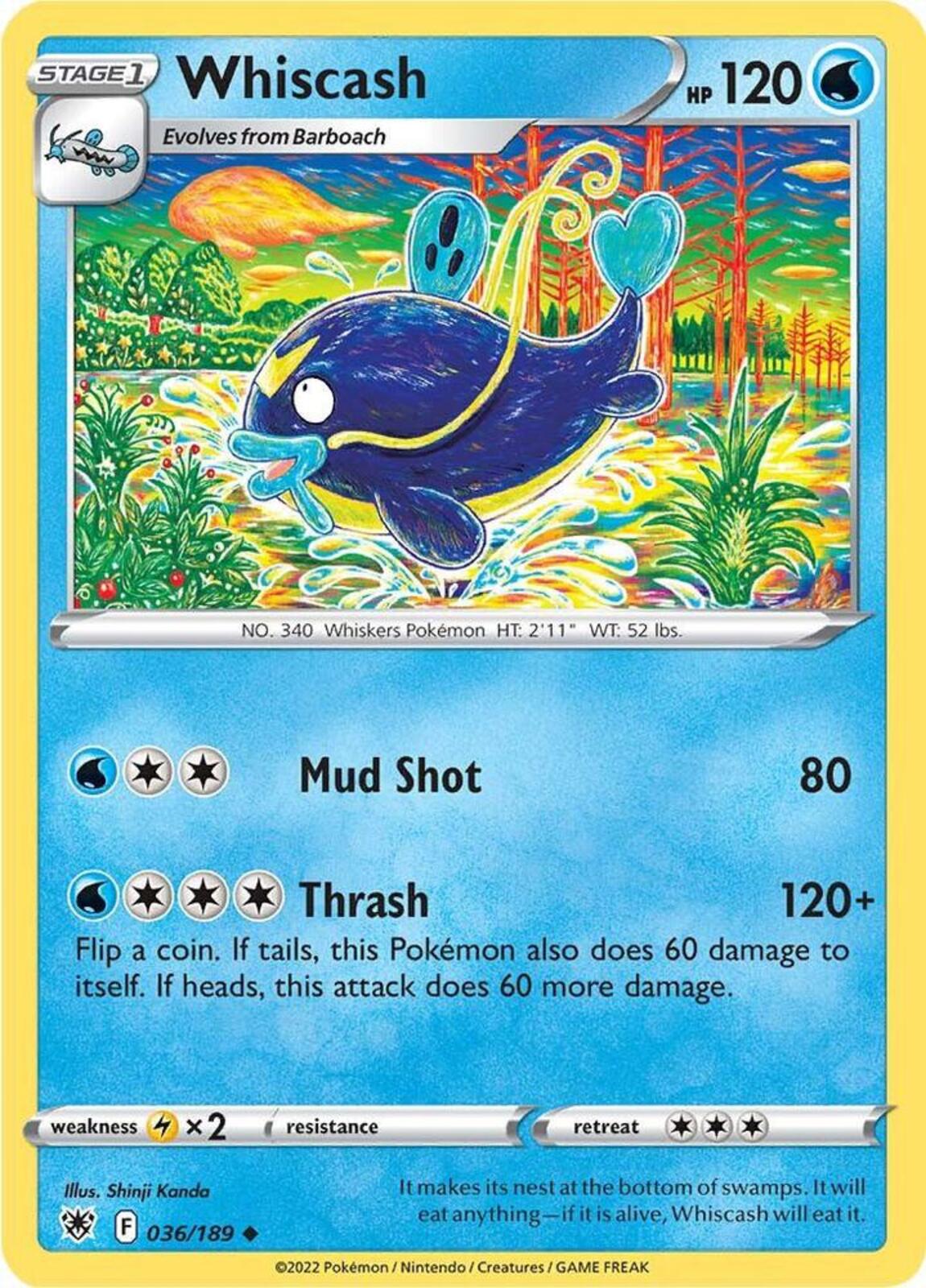 Whiscash Reverse Holo Uncommon SWSH10: Astral Radiance 036/189 NM