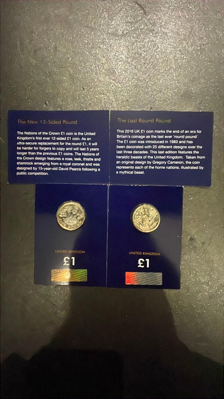 2016 UK £1 Coins The New 12-Sided Pound & The Last Round Pound
