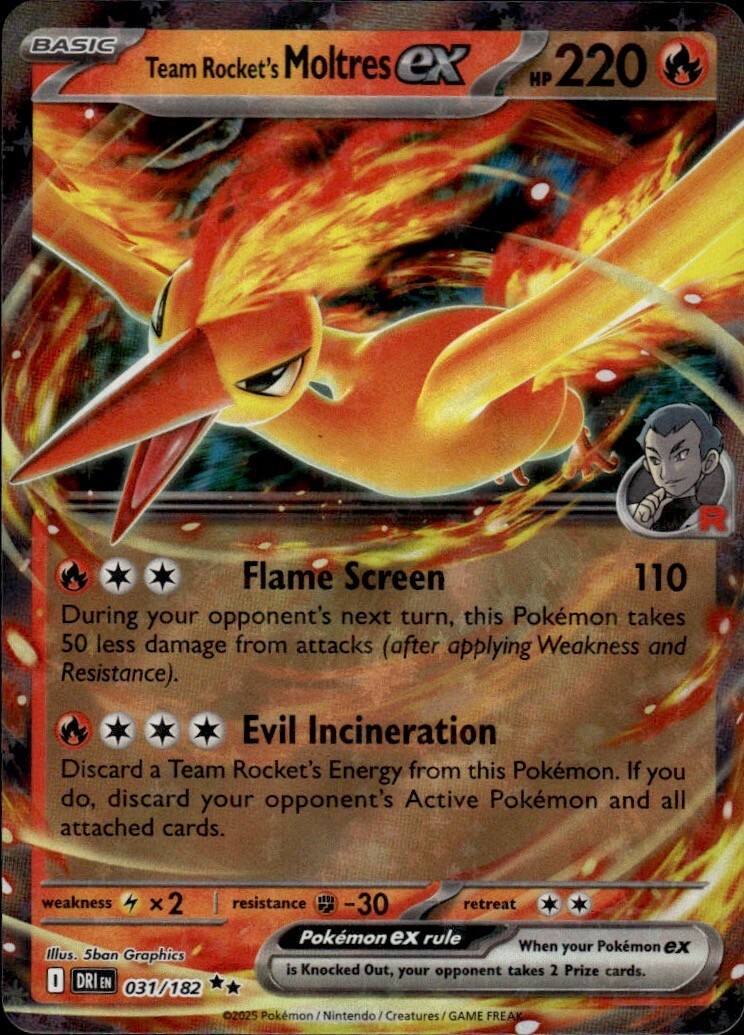 Team Rocket's Moltres ex Holo Double Rare SV10: Destined Rivals 031/182 NM