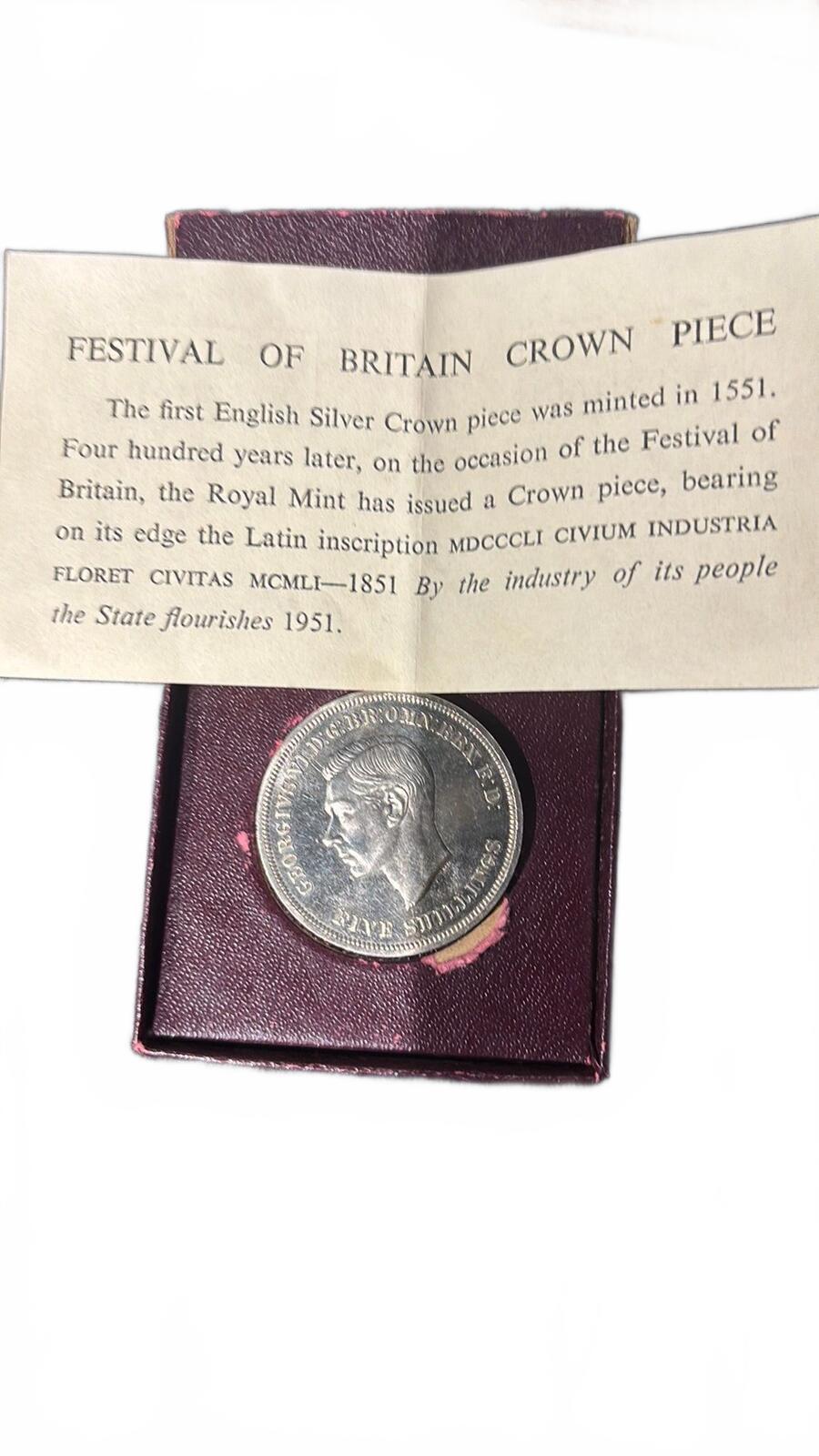 1951 Royal Mint Festival of Britain Crown Coin