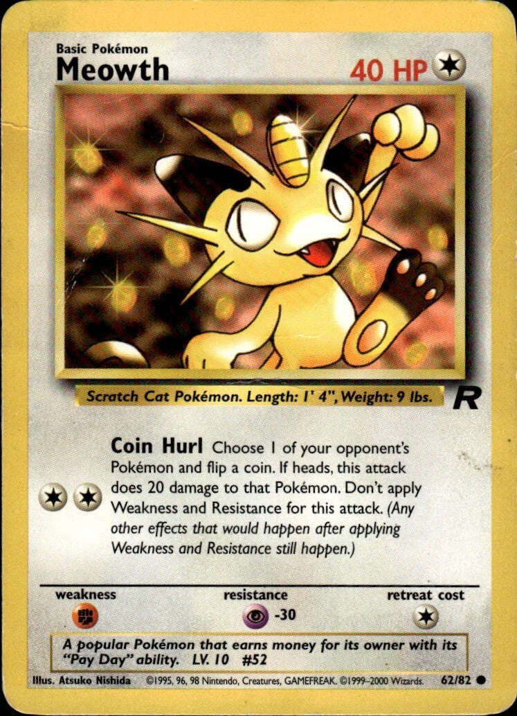 Meowth Unlimited Common Team Rocket 62/82 NM