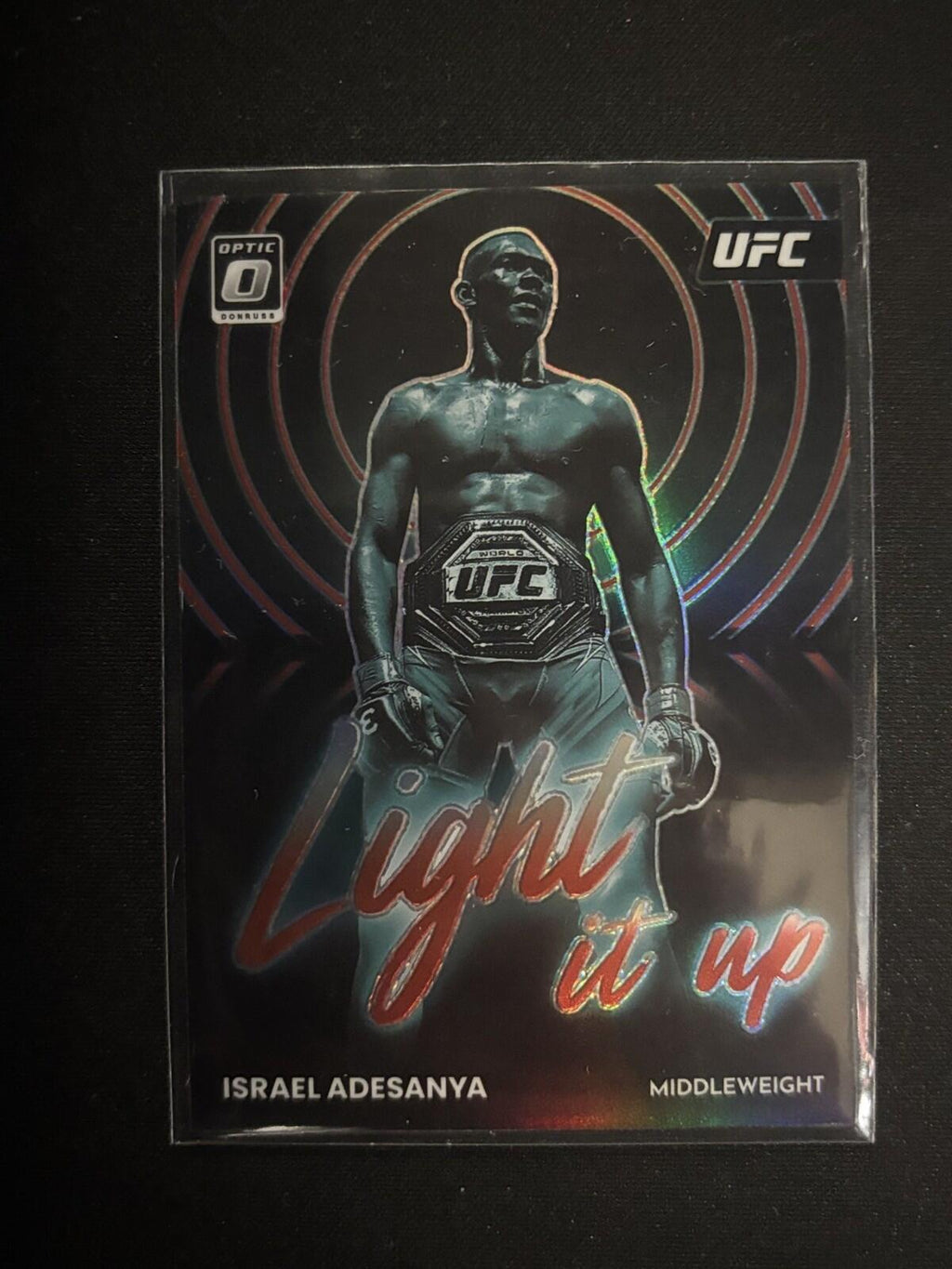 Israel Adesanya Light It Up Red Donruss Optic UFC - 17 NM - 65/99