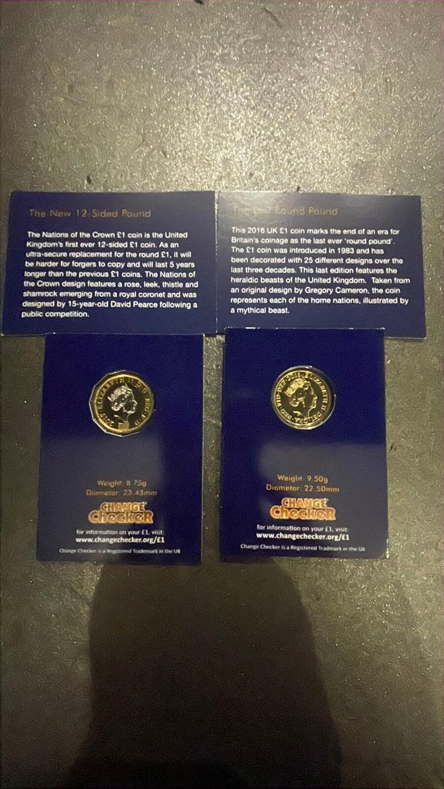 2016 UK £1 Coins The New 12-Sided Pound & The Last Round Pound