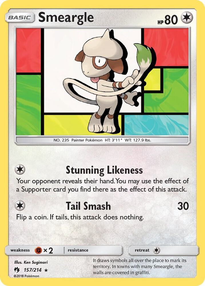 Smeargle Rare SM - Lost Thunder 157/214 NM
