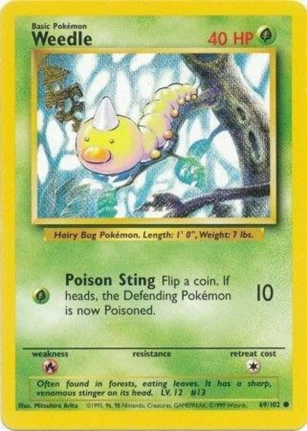 Weedle Common Base Set 069/102 - Superb Condition