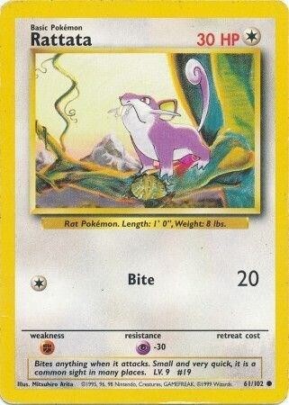 Rattata Common Base Set 061/102 NM