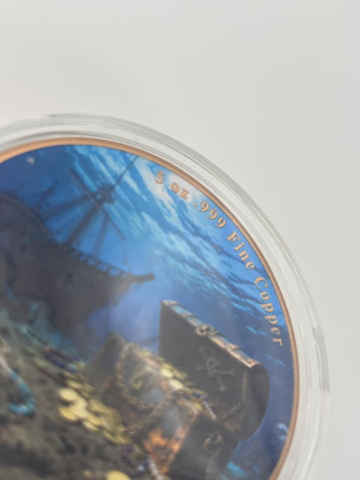 5 oz .999 Fine Copper Coin with Pirate Treasure and Skull Octopus Design