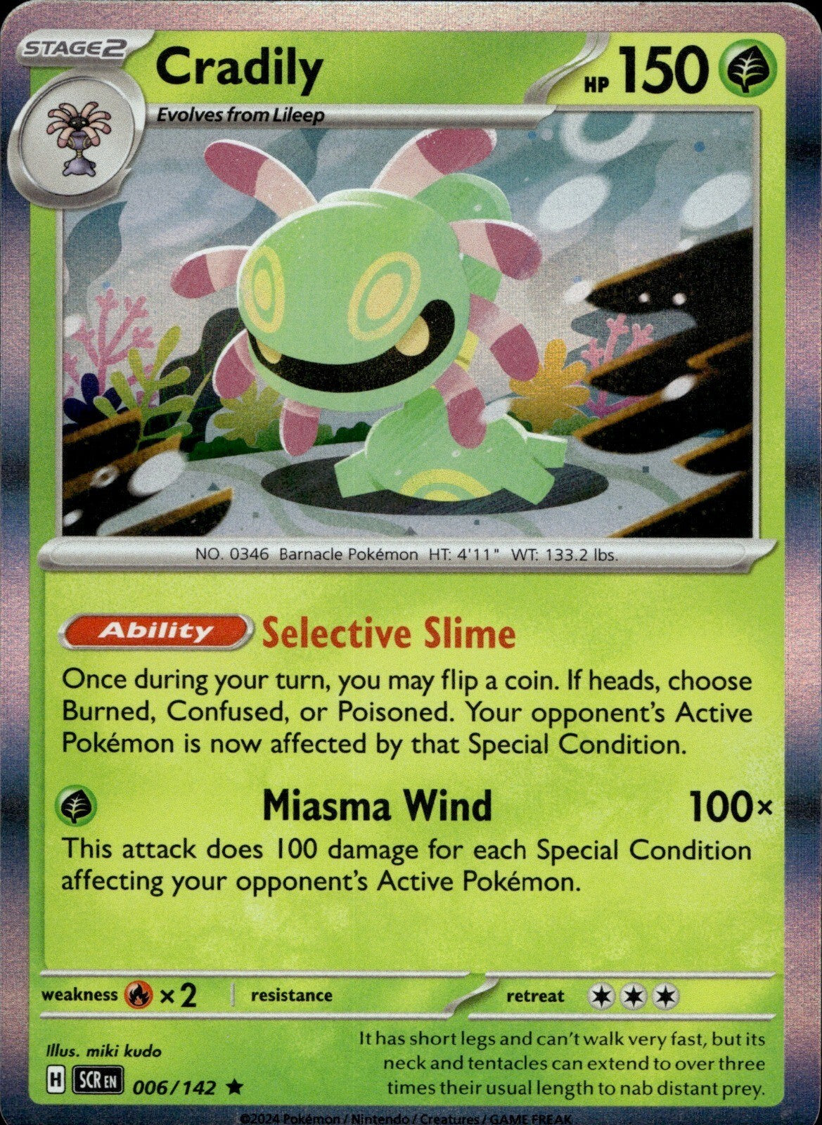 Cradily Holo Rare SV07: Stellar Crown 006/142 NM