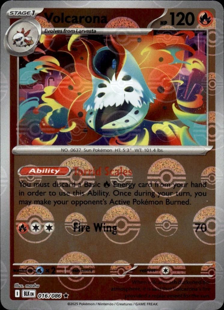 Volcarona (Poke Ball Pattern) Holo Rare SV: Black Bolt 016/086 NM