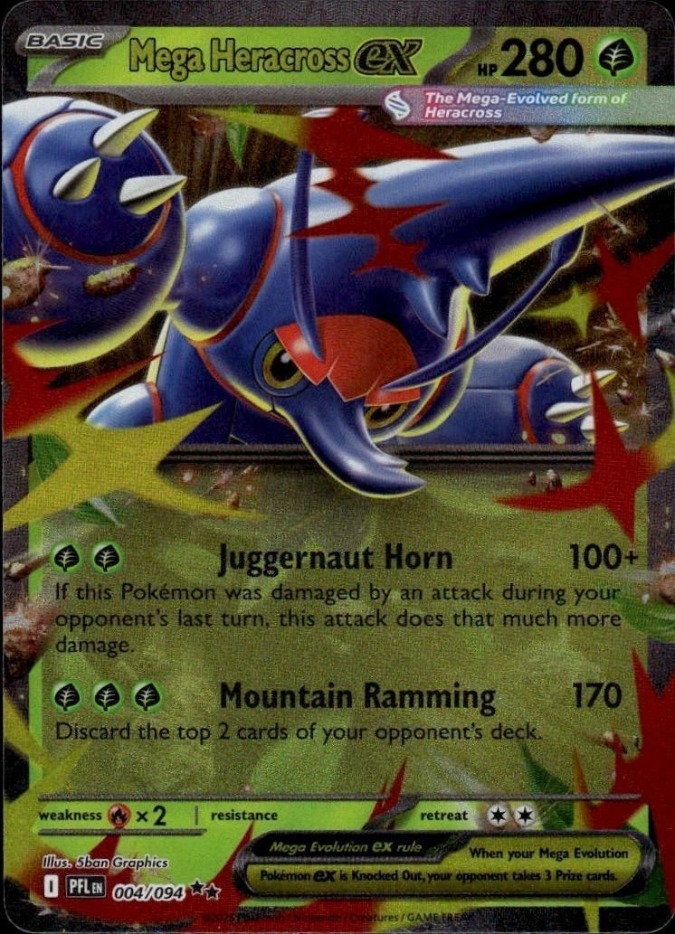 Mega Heracross ex - Holo Double Rare ME02: Phantasmal Flames 004/094 NM