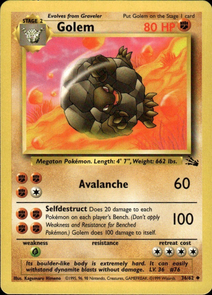 Golem Unlimited Uncommon Fossil 36/62 NM