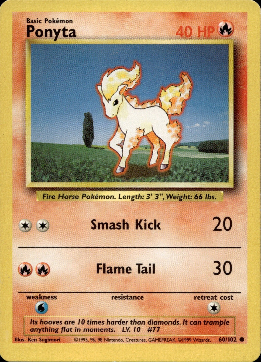 Ponyta Common Base Set 060/102 NM