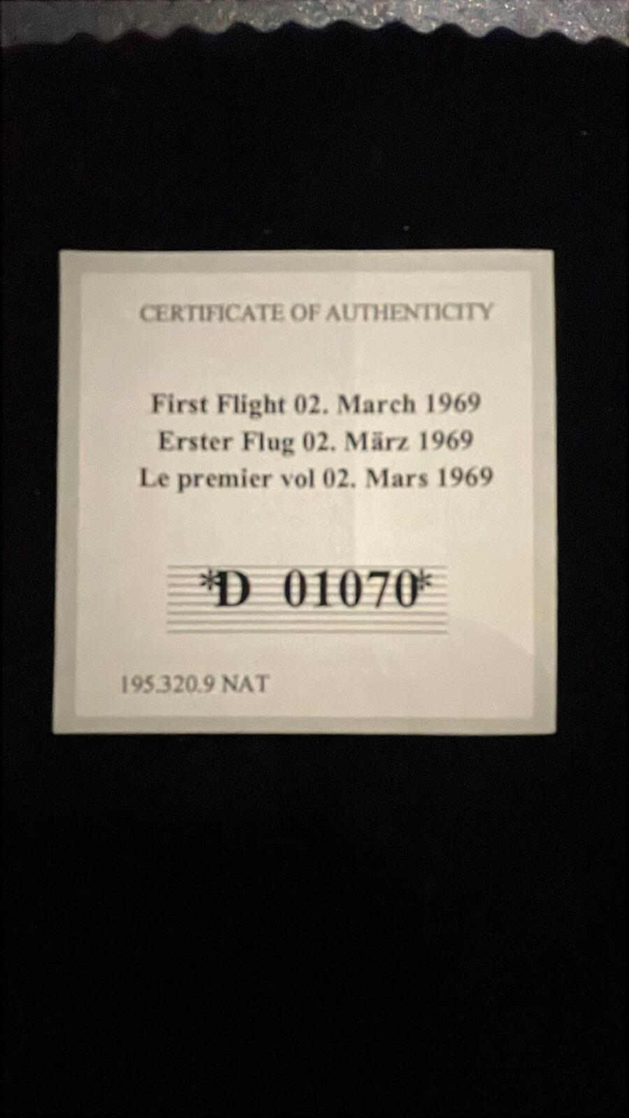 Concorde Gold plated Proof Coin 1969