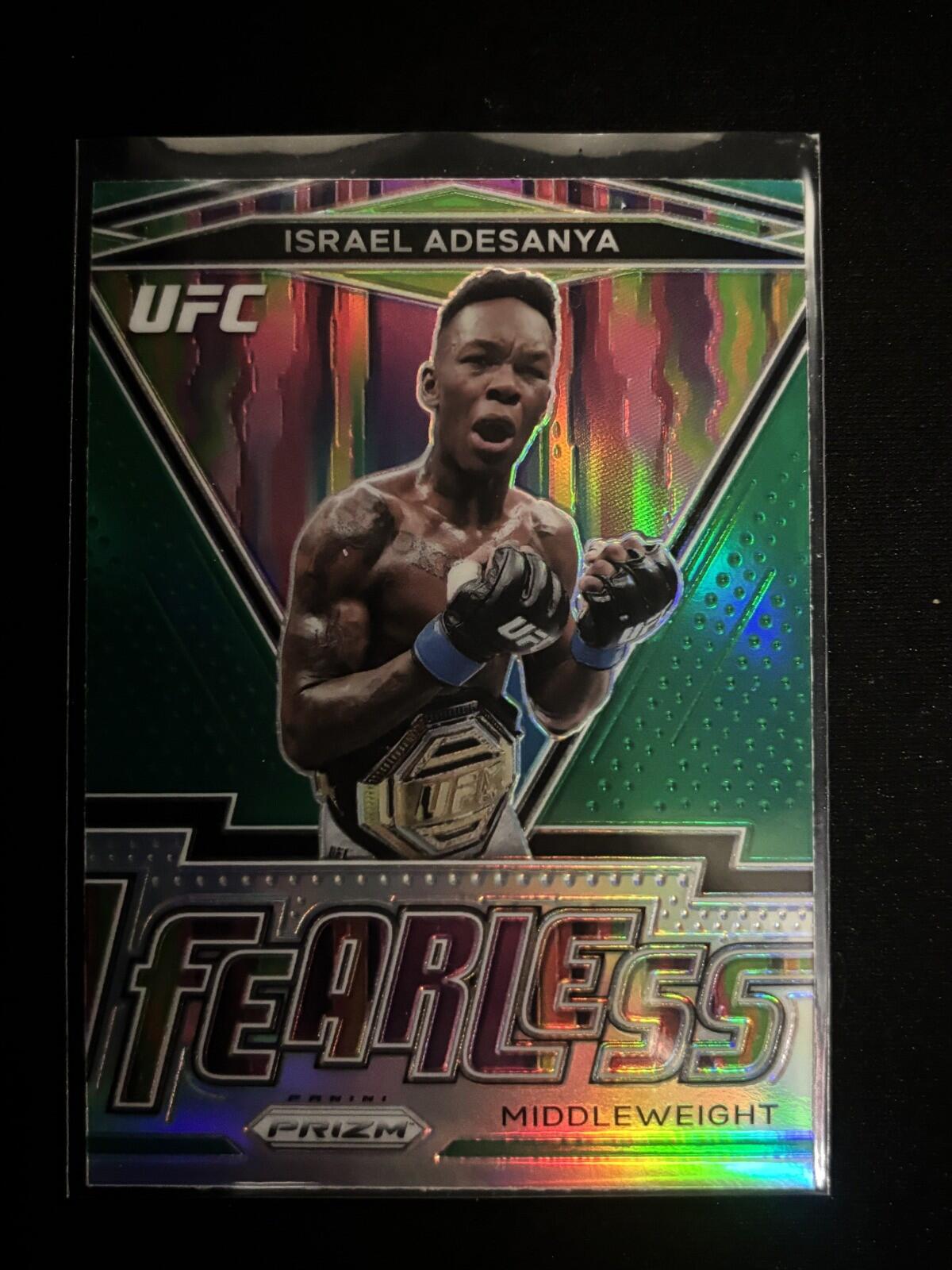 Israel Adesanya Fearless Green Prizms Panini Prizm UFC - 3 NM