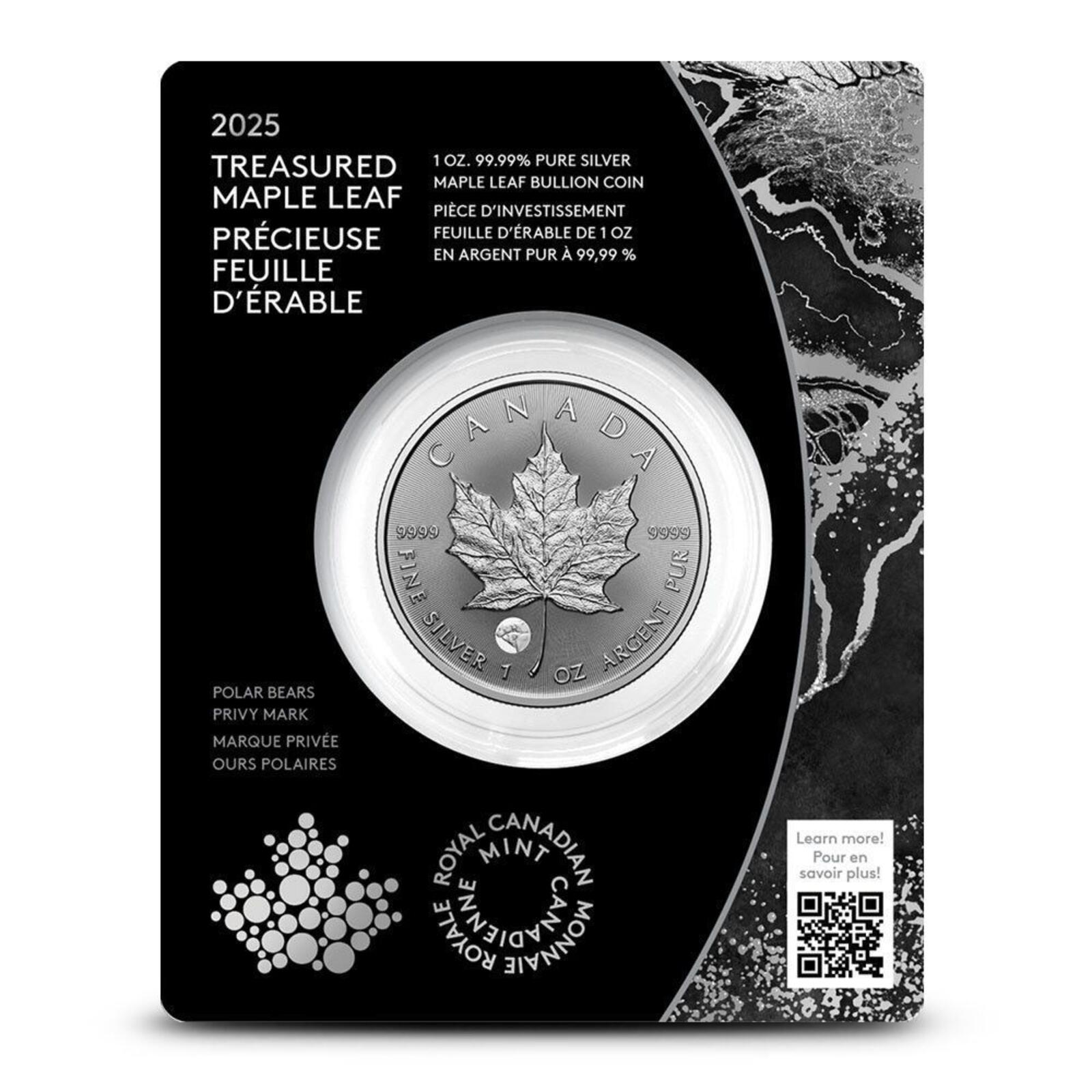 Royal Canadian Mint 2025 1 oz Pure Silver Maple Leaf Coin